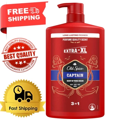 Old Spice Captain Shower Gel Men 1000ml 3-in-1 Mens Shampoo Body-Hair-Face Wash