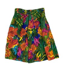 Vintage 80  s Floral Multicolor Mini Skort Skirt Shorts S Spring Summer Talbots