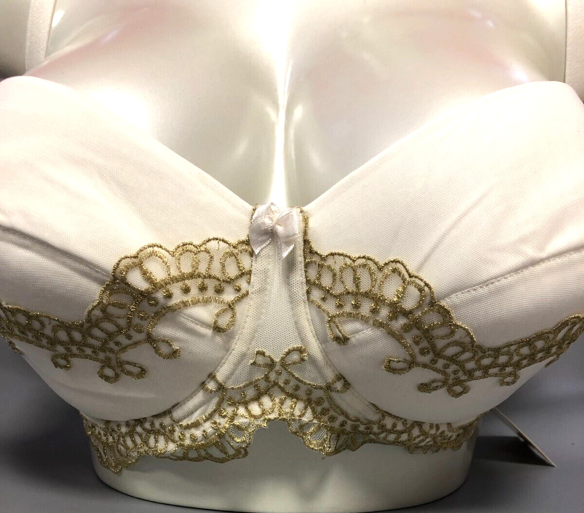 Gracya Rokoko Bra 34F White/Gold Balconette Underwired Half Padded BNWT image 3