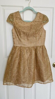Frances's Gold thread interweaves throughout cap Sleeves Women's Dress Size S | eBay Frances's Gold thread interweaves throughout cap Sleeves Women's Dress Size S | eBay