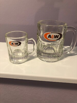 2 A & W Root Beer Mugs Very Nice Mini 12oz