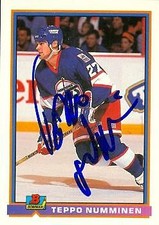 Teppo Numminen autographed Hockey Card (Winnipeg Jets) 1991 Bowman #201