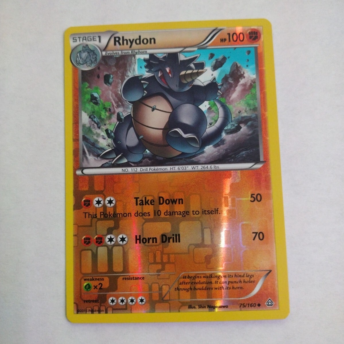 Pokémon TCG Rhydon 75/160 Reverse Holo Primal Clash X&Y English 2015 LP