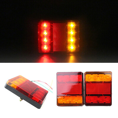 2pcs 8 LED Tail Light Car Truck Trailer Stop Rear Turn Indicator Brake Lamp 12V