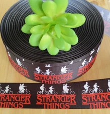 7/8 & 1.5" (1 YD) Stranger Things Grosgrain Ribbon Hair Bow Lanyard Pony O’s
