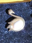 VTG Trafari Gold Tone Swan Brooch With White Jelly Belly Cabochon Faux Pearl