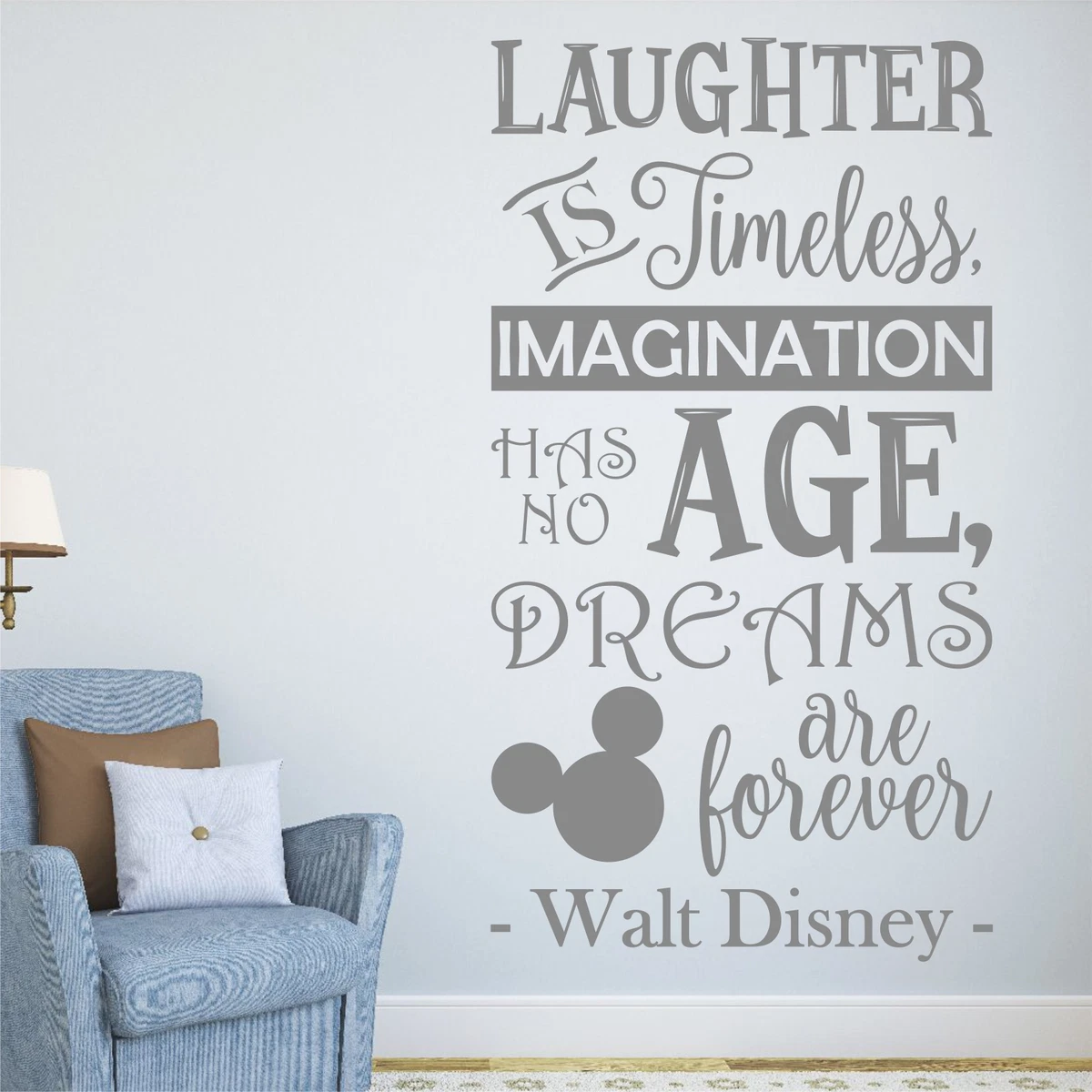 Laughter Is Timeless Walt Disney Cita Pegatina de Pared Calcomanía Cita Vinilo Palabras