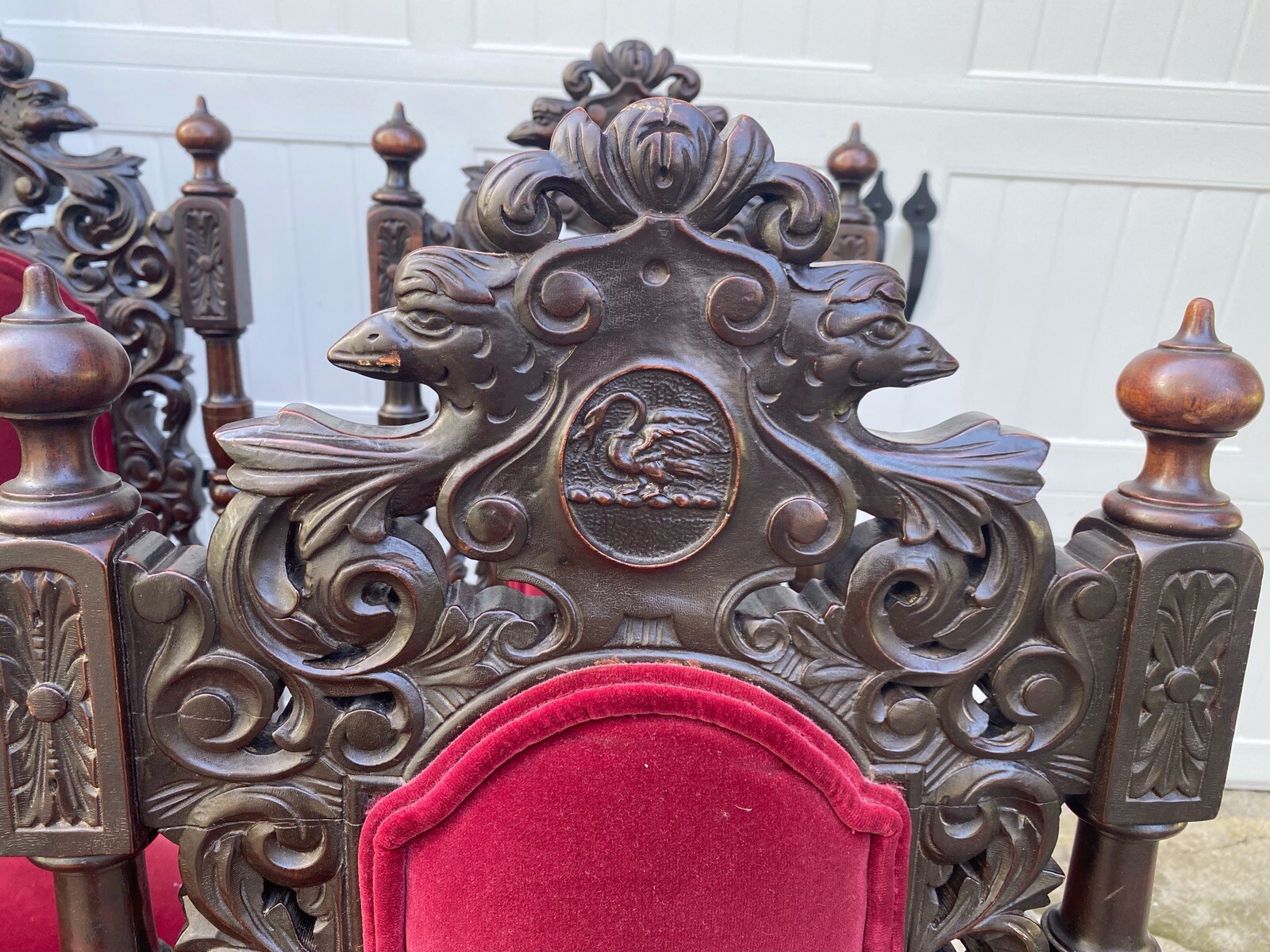 SET OF 8 CARVED MAHOGANY VICTORIAN DINING CHAIRS eBay