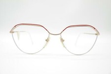 Vintage Actuell Couture 523 Gold Red White Oval Glasses Eyeglass Frame NOS