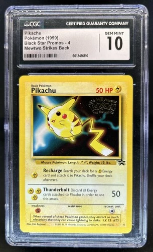 1999 Pokemon Wizards Black Star Promos Pikachu #4 CGC 10