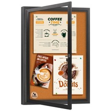 Enclosed Bulletin Board,Outdoor Weatherproof Cork Noticeboard with Locking Do...