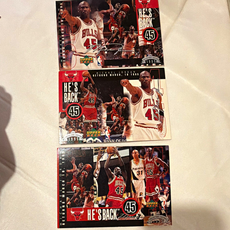 Upper Deck Michael Jordan Bulls 1995 Collector's Choice He's Back #45 3-Card Lot