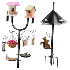 U Shape Bird House Pole,108in Squirrel Proof Bird Feeder Pole with 2 Platform 