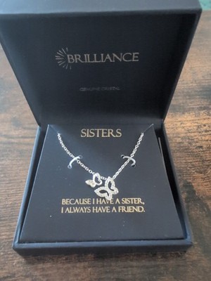 Silver Plated Swarovski Necklace Brilliance Sisters Khols New In Box Butterfly