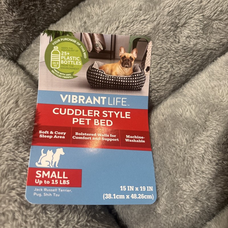 Vibrant Life Plush Cuddler Pet Bed for Dogs and Cats, Port, 19" x 15"  NWT