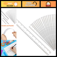 30PCS 12-Inch Clear Plastic Rulers with Inches  Metric for School, Office  Hom