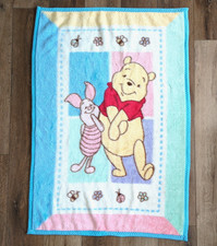 Vintage Winnie the Pooh  Piglet Crown Crafts Plush Baby Blanket 30" x 45"