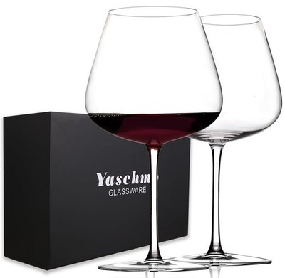Giant Wine Glasses Hand Blown Crystal Super Large Burgundy 30 oz 2 PCS