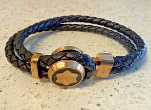 Montblanc Woven Leather & Stainless Bracelet - ELVIS PRESLEY - Rose Gold