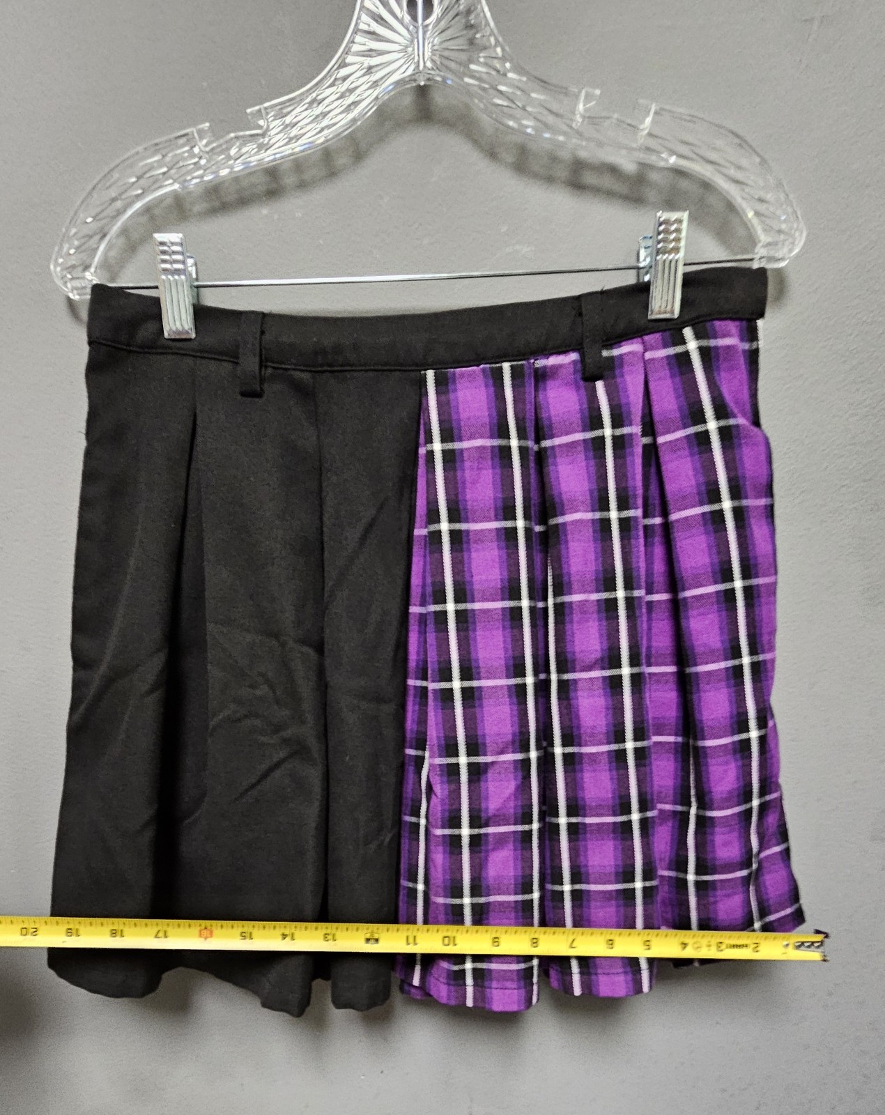 Hot Topic Size L Black Purple Split Pattern Plaid… - image 6