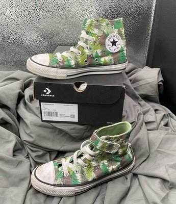 CONVERSE A03317F CT ALL STAR 1V White/Aloe GREEN/Green Hi Top Size 1 Youth