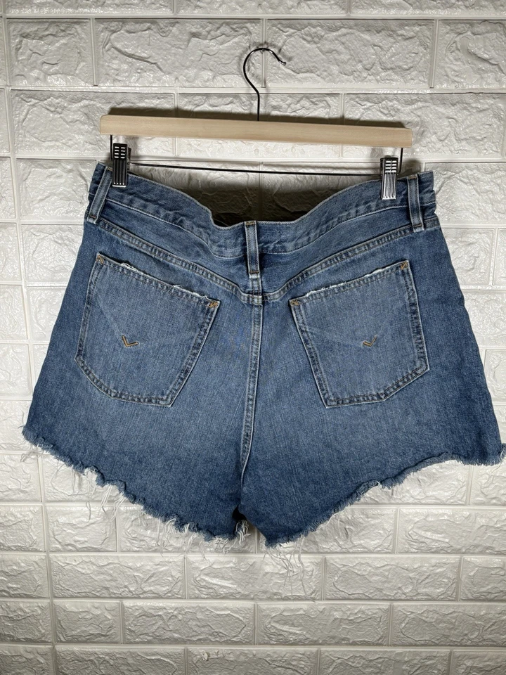 Hudson Womens Jean Shorts Size 33 Raw Hem Cut Off Denim Lori Short Medium Wash - Image 3 of 4