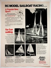 Dumas Boats 1975 RC Model Sailboat Racing Print Ad 8x11 Vintage