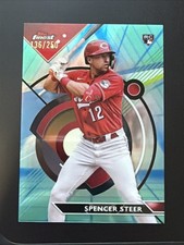 2023 Topps Finest Spencer Steer 95 RC Aqua Vapor Refractor /250 Reds