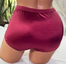 New Panty Brief High Waist Red Second Skin Satin Full Coverage Barbra Bikini S 6