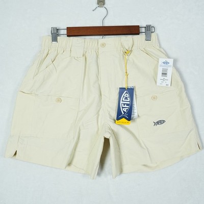 AFTCO M01 Original Fishing Shorts Mens 32 Natural Tan Active 6 Inch Inseam NWT
