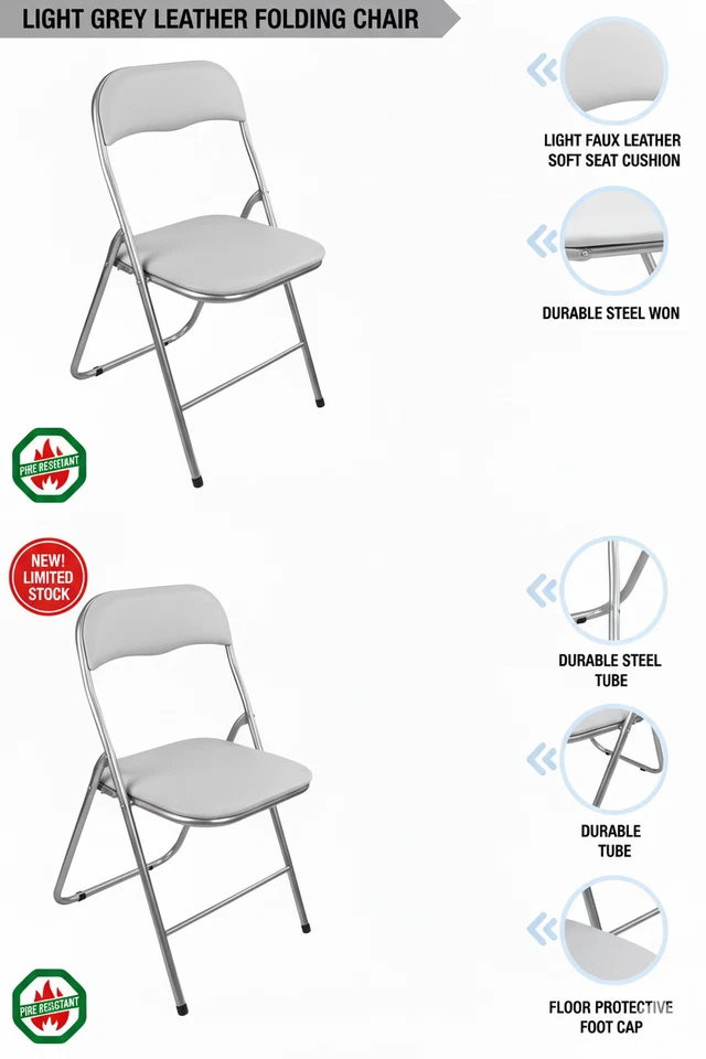 Foldable Breakfast Bar Stool Soft Padded Seat Lightweight Chair Home Office Use - Image 4 of 4