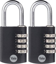 Yale 2 Pack 4 Digit Combination Lock Outdoor Waterproof Padlock Locker BRAND NEW