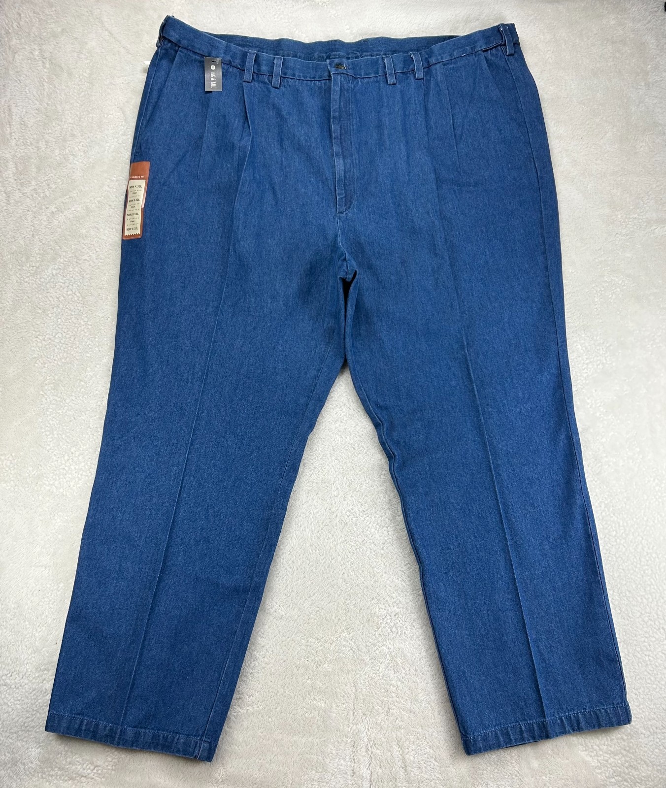 Mens 50x32 Blue Denim Stonewash Classic Fit Comfort