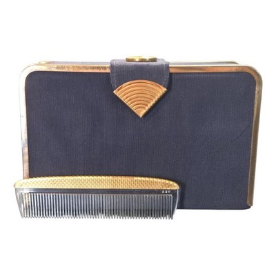 Vintage 1940's Lin-Bren Deco Compact Carryall Wrist Purse Clutch & Accessory