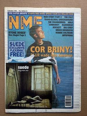 BLUR NME MAGAZINE OCTOBER 8 1994 - DAMON ALBARN COVER + FEATURE + SUEDE flexi