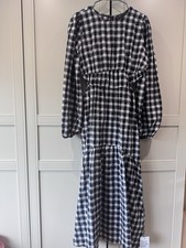 ASOS Design Black And White Gingham Picnic Summer Midi Dress Cut Out Detail 16