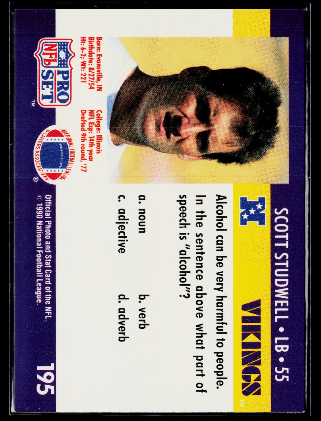 1990 Pro Set FACT Cincinnati #195 Scott Studwell