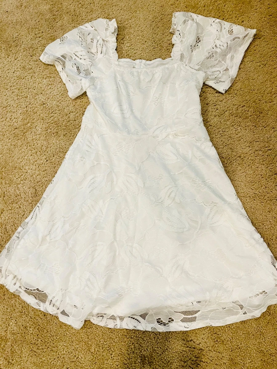 ebay white lace dress white and lace dress Marguerite White Lace Dip Hem Midaxi Dress  Frock and  Frill