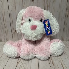 Toys R Us Dog Plush Pink White Long Hair Floppy With Tag Sitting 12 Inch