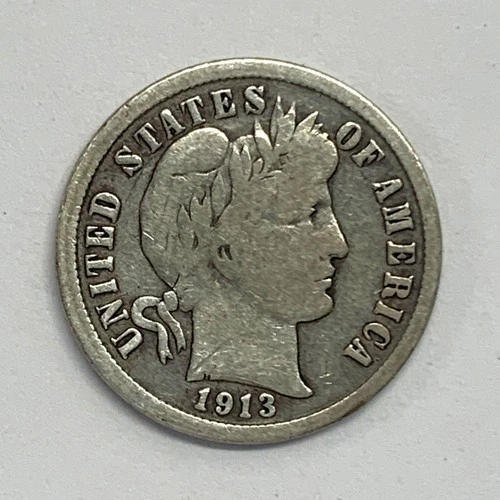 1913-P  BARBER DIME VG