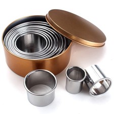 Round Stainless Steel Cookie Biscuit Cutters Set in Storage Tin, Assorted Siz...