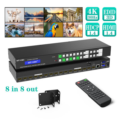 MT-VIKI 8x8 HDMI Matrix Switch 4K@30hz Rack Mount Switcher HDCP1.4 3D EDID RS232