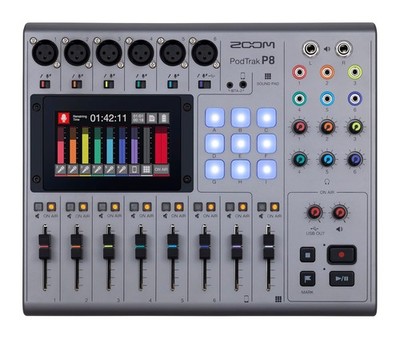 Zoom PodTrak P8 6 XLR Inputs 6 Headphone Outputs Portable Podcast Recorder
