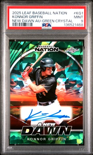 Konnor Griffin 2025 Leaf Baseball Nation Auto A New Dawn GRN CRYSTAL /5 PSA 9
