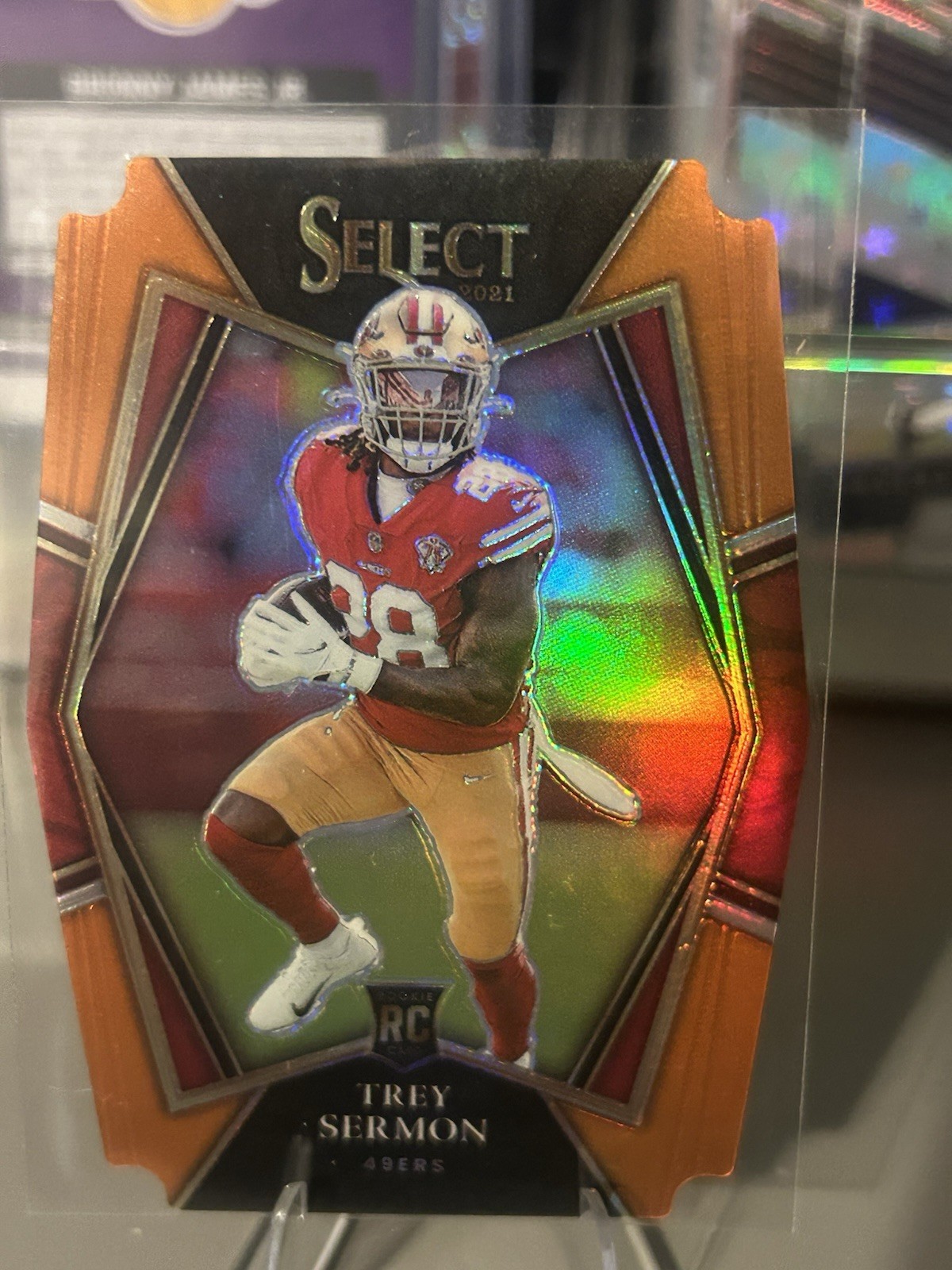 2021 Select Football Trey Sermon Orange Diecut Rookie Card /249 Premier Level