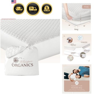 100% Cotton Organic Mattress Pad - Breathable & Cooling Mattress Protector Ki...