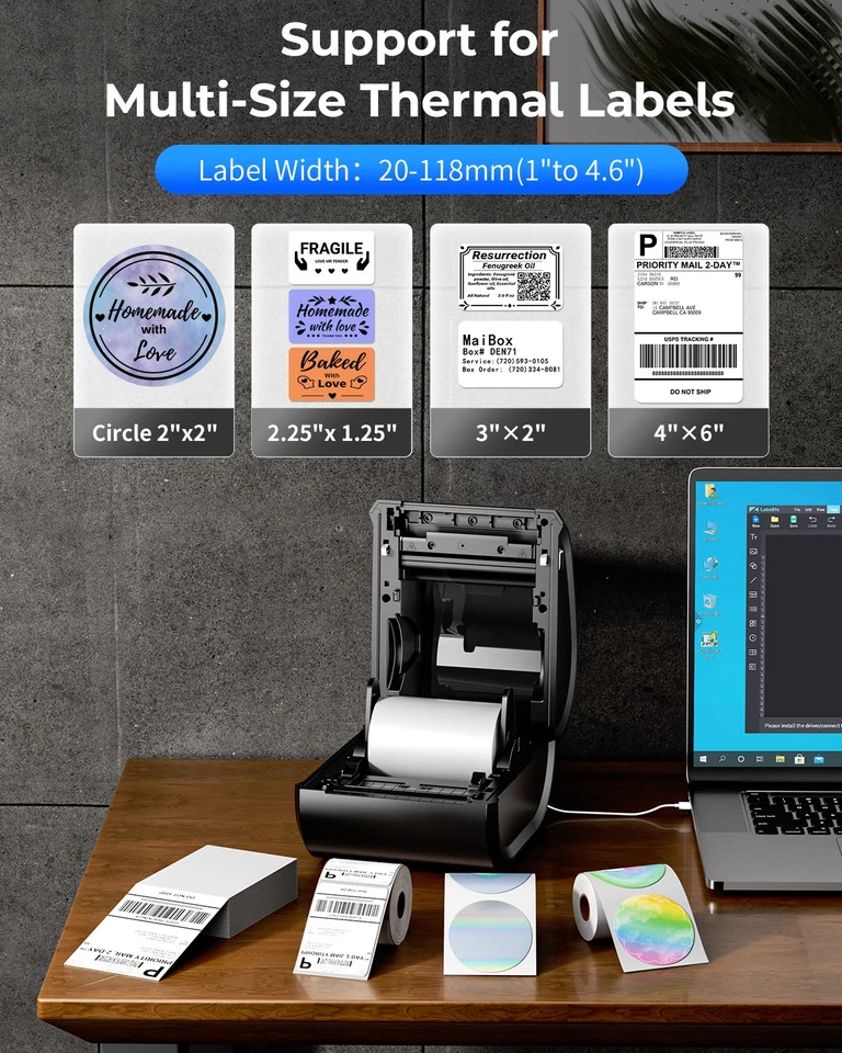 Phomemo Thermo Etikettendrucker 4x6 Versandetikettendrucker für DHL GLS Hermes - Bild 2 von 4