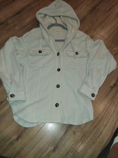 American Eagle Feels Seriously Lived In Hoodie XS Ivory Oversized Button Waffle
