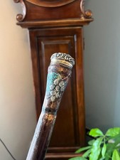 ANTIQUE STERLING SILVER .AL .LAWRENCE AITCHISON 1840.1865 FLAW WALKING STICK 46"