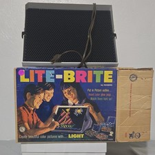 Hasbro Lite Brite 1967 Toy with Color Pegs, Sheets, Box, Instructions